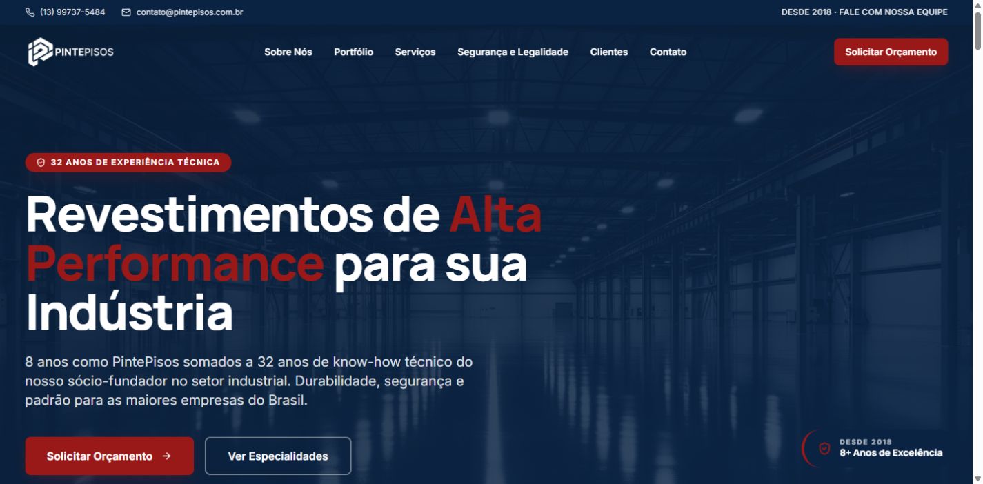 Pinte Pisos — captura real da página Home